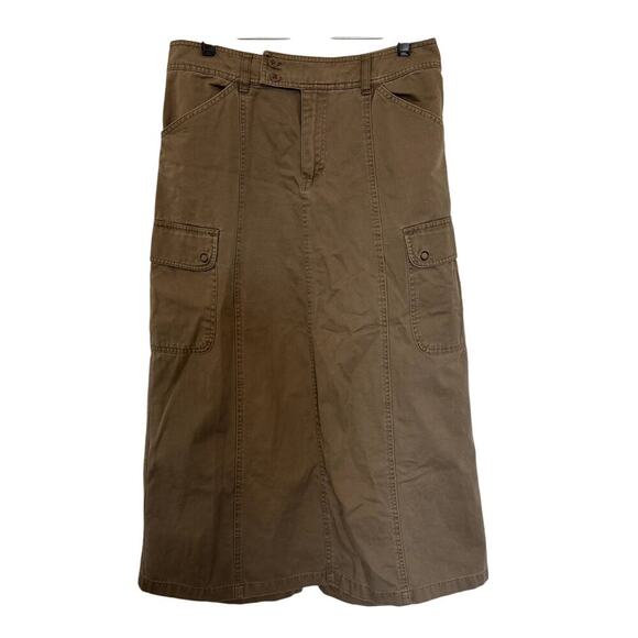 Gloria Vanderbilt Dresses & Skirts - VTG Gloria Vanderbilt Maxi Skirt Brown Khaki 100% Cotton Women's Size 12 Cargo